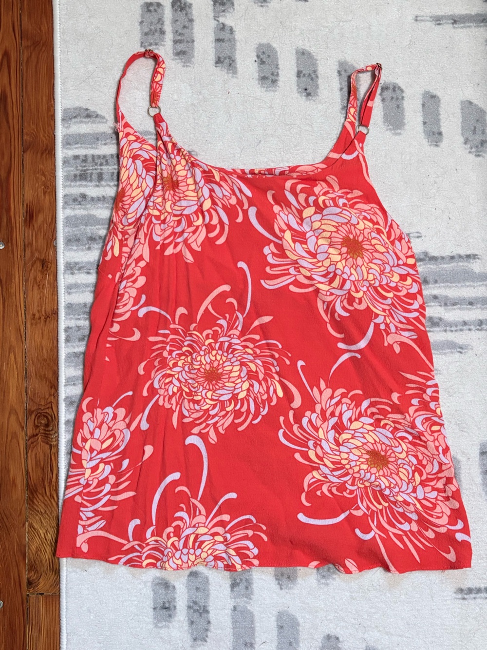 CAbi Red Floral Camisole with Pink and Yellow Accents